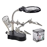 LXIANGN Led Light Helping Hands Soldering Magnifier Station Professional 3.5X 12X Magnifying Glass Stand with Alligator Clips for Soldering, Crafting and Inspecting Micro Objects