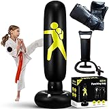 RIXI Kids Punching Bag Set – 63” Inflatable Boxing Bag with Gloves, Manual Pump, and Repair Patches – Heavy Duty PVC Material, Fast Inflate, Deflate - Perfect for Boxing, Karate & Kickboxing Training