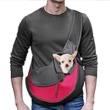 YUDODO Pet Dog Sling Carrier Breathable Mesh Travel Safe Sling Bag Carrier for Dogs Cats (M up to 10lbs Pink)