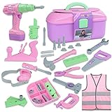 Kids Tool Set, 31 PCS Kids Tool Box Pretend Play Construction Toy with Electric Drill Hammer Tool Accessories Toddler Tool Set for Girls Boys Ages 3 4 5 6 7 Years Old