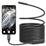 Anykit Endoscope Camera, USB Inspection Camera with 8 Adjustable Lights, Borescope with 16.5ft Semi-Rigid Cable, Type-C Snake Camera, IP67 Waterproof Scope Camera for iPhone, iPad, OTG Android Phones