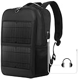 TOZLU 5V 14W Solar Panel Power Backpack Large capacity Laptop Bag with Handle USB Charging Port Nylon Outdoor Backpack for Hiking, Biking, Running Outdoors sport