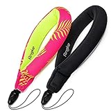 Ringke Floating Strap (2 Pack) Universal Waterproof Float for All Devices, Galaxy S20 Series, iPhone 12 Series, Digital Camera, and More - Palm Leaves + Black