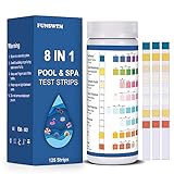 Pool Test Strips, 125ct 8 in 1 Pool and Spa Test Strips for Hot Tub, Swimming Pools and Salt Water Pools - Easy to Test pH, Chlorine, Alkalinity, Hardness, Cyanuric Acid, and Salt Testing Kit