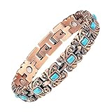 EnerMagiX Magnetic Bracelets for Women & Men,Stainless Steel Copper Color Turquoise Magnet Therapy Bracelets, with 3500 Gauss Magnet,Fashion Jewelry Gift (Blue Turquoise)