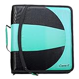 Case-it The Dual 2-in-1 Zipper Binder - Two 1.5 Inch D-Rings - Includes Pencil Pouch - Multiple Pockets - 600 Sheet Capacity - Comes with Shoulder Strap - Spearmint Dual-101