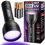 GearLight UV Flashlight with Batteries S68 Black Light - Portable, Handheld, 68 LED Blacklight Flashlights - Ultraviolet Lights for Pet Urine, Hotel Inspection and Bed Bug Detection