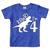 rawr im 4 Year Old boy Shirt Roar 4th Birthday Shirt boy Four Dinosaur Tshirt (Charcoal Blue, 4T)