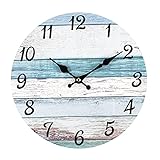 Homotte Wall Clock, 10 Inch Silent Non-Ticking Vintage Round Wall Clocks, Country Style Wall Clock for Home Bedroom Office