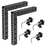 90 Degree Corner Clamp for Woodworking, Positioning Squares Right Angle Clamps 5.5' x 5.5' Aluminum Alloy Corner Clamping Carpenter Tool for Picture Frame Box Cabinets Drawers (Black)