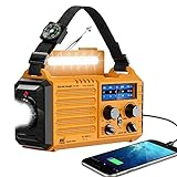 Emergency Radio with NOAA Weather Alert, Portable Solar Hand Crank AM/FM Radio for Survival,Rechargeable Battery Powered Radio,USB Charger,Flashlight,Reading Lamp,for Home Outdoor