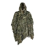 AUSCAMOTEK Ghillie Suit Poncho for Hunting Bird Watch Gilly Camouflage Cloak Green