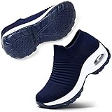 STQ Women's Tennis Walking Shoes Comfortable Athletic Mesh Slip on Sneakers, Navy 8