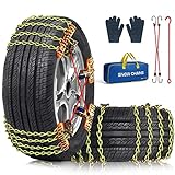 QIYISS Tire Chains, 8 Pack Snow Chains for Car SUV Pickup Trucks, for Tire Width 195-265mm(7.7-10.4 inch), Adjustable Portable Universal Emergency Thickening Anti-skid Chains