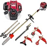 GX50 4 Stroke 5 in 1+ 2poles Hedge Trimmer Shear Gas Powered Pole Saw Weed Eater Mower Yard Tool