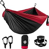 Double Hammock for Camping, Travel and Hiking - 2 Person Outdoor Hammock - Lightweight & Portable Yet Heavy Duty with Straps Included for Easy Hanging from Trees - Great Camping Gifts for Men & Women