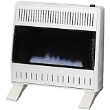 ProCom ML300TBA-B Ventless Propane Gas Blue Flame Space Heater with Thermostat Control for Home and Office Use, 30000 BTU, Heats Up to 1400 Sq. Ft., Includes Wall Mount and Base Feet, White
