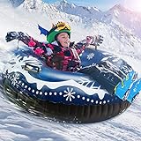 Upgraded 49 Inch Snow Tube No More Popped with Thicker K80 Military Grade Material Inflatable Snow Sled for Kids and Adults Durable Toboggan Sledding Tubes Heavy Duty Sled Snow Toy for Winter Outdoor