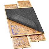 Jigsaw Puzzle Board Table for Adults - 2000 Pieces Bamboo Puzzle Board with 4 Drawers, Jigsaw Puzzle Table Accessories for Puzzle Storage, 41'×30' Portable Puzzle Tray