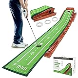 ToVii Putting Green - Golf Putting Matt for Indoors/Outdoor, Golf Practice Mat with Auto Ball Return System and 3 Reduced-Side Hole, Golf Accessories for Men Playing Golf Game at Home or Office