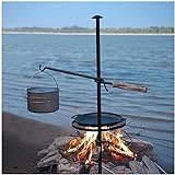 Fire Pit Grill, Adjustable Swivel Campfire Grill Heavy Duty BBQ Steel Grate, HZGAMER Over Fire Camping Grill for Outdoor Barbecue Over Open Fire