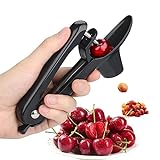 Cherry Pitter - Stainless Steel Olive and Cherries Pitters Corer Tool with Space-Saving Lock Design, Multi-Function Fruit Pit Remover for Cherry Jam (Black)