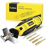 EzzDoo 3 in 1 Electric Chainsaw Sharpener Kit with TITANIUM PLATED Chainsaw Files High Speed Chainsaw Sharpener Electric Tool and 4 Sizes High Hardness Diamond Sharpening Wheels Accessories