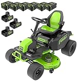 Greenworks PRO 80V 42” Electric Lawn Tractor, Riding Lawn Mower with (6) 4.0Ah Batteries and (3) Dual Port Turbo Chargers Included