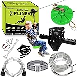 TT TRSMIMA 100 ft /120 ft /150 ft/180ft Zip Line Kit for Kids and Adult Up to 380 lb - Updated Removable Design Trolley and Thickened Seat, Rust Proof W/Safety Harness - Zipline Kits for Backyard