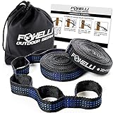 Foxelli Hammock Straps XL - 20FT Long Combined, Heavy Duty No-Stretch Suspension System, 40+2 Loops, 2000 LBS Capacity, for Indoor/Outdoor Use – Set of 2 Straps & Carry Bag for Camping, Garden, Travel