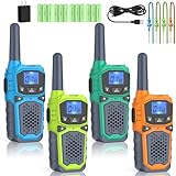 4 Walkie Talkies for Adults Long Range-WokTok Rechargeable Portable 2 Way Radios,Hiking Accessories Camping Gear Toys for Kids,with SOS Siren,NOAA Weather Alert,VOX,Easy to Use Camping Hiking