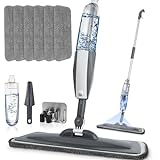 Mops for Floor Cleaning Wet Spray Mop with 6 Washable Microfiber Pads 1 Scraper 1 Mop Holder,Wood Floor Mop for Home or Commercial Dry Wet Use Flat Mop for Wall,Hardwood,Vinyl,Laminate,Ceramic,Tile