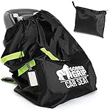 Gorilla Grip Durable Easy Carry Gate Check Airport Protector Bag, Padded Straps, Fits Convertible Car Seats, Infant Carriers, Booster Seat, Air Travel Cover, Airplane Flying, Baby Toddler, Fluorescent