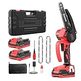 Mini Chainsaw 6-Inch, Bamse Electric Chainsaw Cordless Brushless with 2 Batteries 2.0Ah, 32.8ft/s Chain Speed 21V Handheld Power Chain Saw for Tree Trimming Wood Cutting Pruning Branches