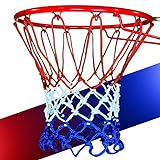 SperoPro Basketball Net - Professional Basketball Net Replacement Outdoor 7.19 Ounces with 21inches Durable 12 Loops - Basketball Hoop Net for Indoor or Outdoor Rims Heavy Duty - Red, White & Blue