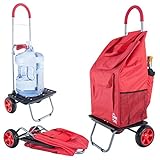 dbest products Bigger Trolley Dolly Cart, Red Shopping Grocery Foldable Cart
