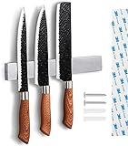 Enkrio 10 Inch Magnetic Knife Strip No Drilling - Upgraded Stainless Steel Magnetic Knife Holder for Wall with 3M Type, Magnet Knife Strip Bar Rack for Kitchen Utensil & Tool Holder