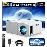 KSAN Mini Projector, 4K & 1080P Supported Portable Projector, Movie Projector for Outdoor Home Theater, 5G Wifi Screen Mirroring for Smartphone, BT 5.1, Compatible with Tablet TV Box PS5 Roku etc