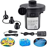 ONG NAMO Electric Air Pump for Inflatables, Portable Quick Air Pump with 3 Nozzles for Air Mattresses Beds Boats Swimming Ring Inflatable Pool Toys 110 V AC/12V DC (50W)