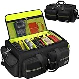 SNIGJAT DJ Bag with 8 Removable Dividers, Large Capacity DJ Cable Bag with 6 Pockets for Extension Cords, Mics, Pedals, Cable Bag for Musicians, DJ Equipment Gig Bag with Padded Shoulder Strap, Green
