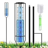 BoArt Rain Gauge, 7' Freeze-Proof Thickened Transparent Plastic Rain Gauge Outdoor, Large Clear Numbers and Adjustable Height Rain Measuring Tool for Garden, Lawn, Patio, and Farm Use