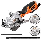 AIOPR 5.8Amp 3500RPM Mini Circular Saw Compact Saw with 4-1/2' 24T TCT Blade (766V)