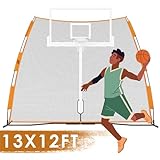MR Basketball Defense Return Net, Basketball Yard Guard Defensive Net, Sports Defender Net, Hoop Rebound Back Netting Attachment for Yard, Rebounder Safety Backstop Barricade 12’x13’