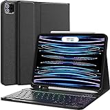 CHESONA iPad Pro 11 Case with Keyboard 2022, Rechargeable Bluetooth Keyboard, Detachable - Pencil Holder - Flip Stand Cover for iPad Pro 11 inch 4th /3rd /2nd /1st Gen, Air 10.9 inch 5th/4th, Black