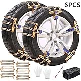 Universal Car Snow Chains Winter Universal Security Chains Tire Width 6.5-10.43'',Emergency Anti Slip Snow Tire Chains for Most Cars/SUV/Trucks 100% TPU-Large (Medium)