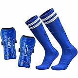 Geekism Soccer Shin Guards for Youth Kids Toddler, Protective Soccer Shin Pads & Socks Equipment - Football Gear for 3 5 4-6 7-9 10-12 Years Old Children Teens Boys Girls (Blue, Small)