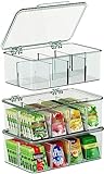 Utopia Home 3 Pack Tea Bag Organizer - Stackable Tea Bag Storage Organizer with Clear Top Lid - Tea bag holder For Counter tops, Kitchen Cabinets, Pantry, Sweeteners (Clear)
