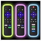 3Pack Remote Case for Roku | TCL | Hisense Roku Remote | Silicone Universal Protective Controller Sleeve for Roku Express 4K+ 2021 | Roku Streaming Stick 4K 2021 Cover with Lanyards Glow in The Dark