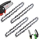 Seamaka 4PCS 4 Inch Mini Chainsaw Chain,4 Inch 1/4' Replacement Guide Saw Chain for Cordless Electric Portable Mini Chainsaw for Wood Branch Cutting O-083-4PCS