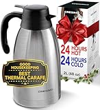 Thermal Coffee Carafe 68 oz - 24 Hours Hot Beverage Dispenser, Insulated Stainless Steel Double Walled Vacuum Flask - Coffee Carafes For Keeping Hot Coffee & Tea, Coffee Dispenser & Tea Dispenser